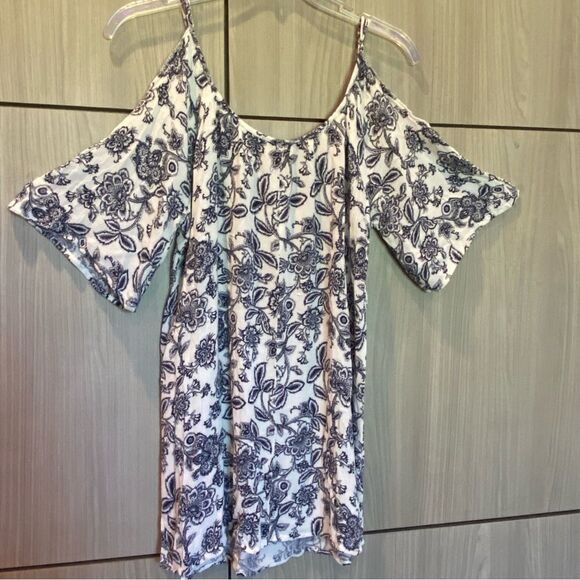 Forever 21 Boho Blue and Cream Tunic Mini Dress Medium - Picture 6 of 6